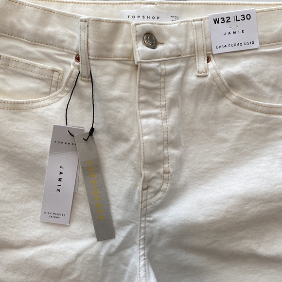 Topshop Jamie High Rise Skinny Ankle Jeans Jegging in Off White US 10 - Picture 6 of 12